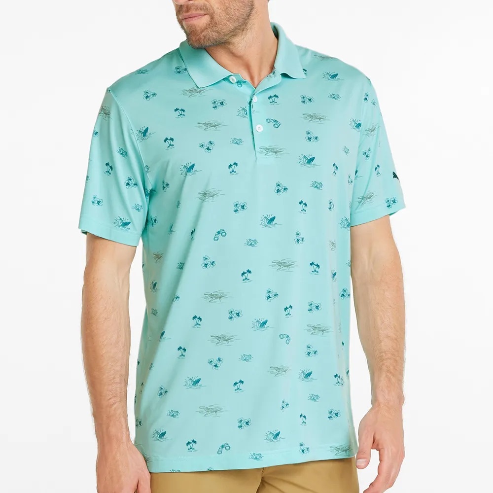 PUMA Golf Shirt - Cloudspun Lahaina Polo. Blue/Teal. Size Medium.